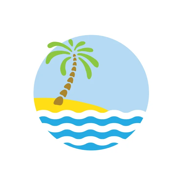 Palmier tropical sur l'île avec mer . — Image vectorielle