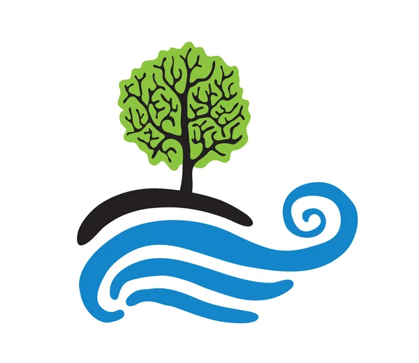 Ağacın yanında su vektör logosu