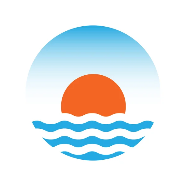 Güneş ve deniz. vektör logo çizim — Stok Vektör