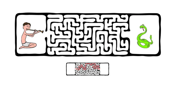 矢量迷宫，蛇和苦行僧的迷宫 — 图库矢量图片