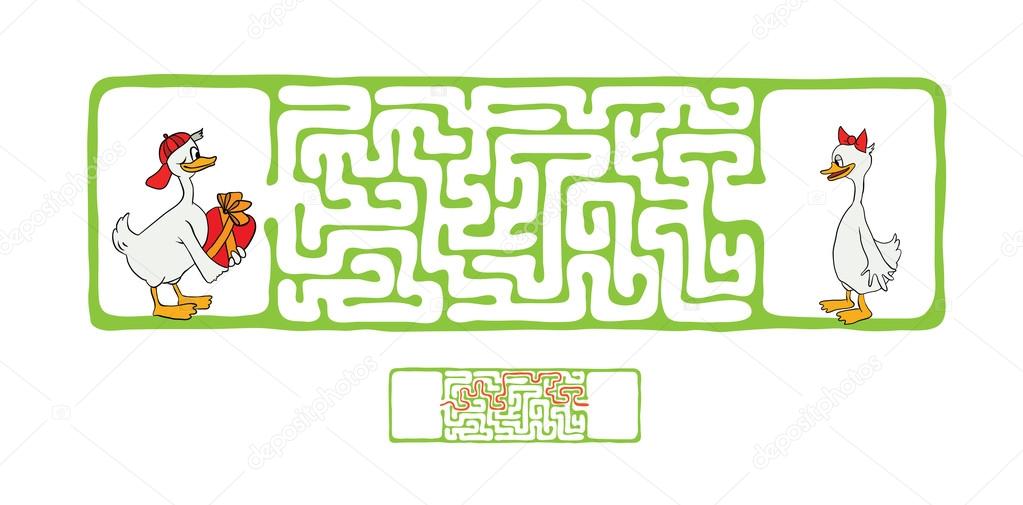 Vector Maze, Labyrinth with Ducks.