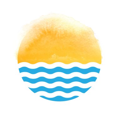 Güneş ve deniz. vektör logo çizim