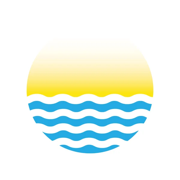 Zon en de zee. Vectorillustratie logo — Stockvector