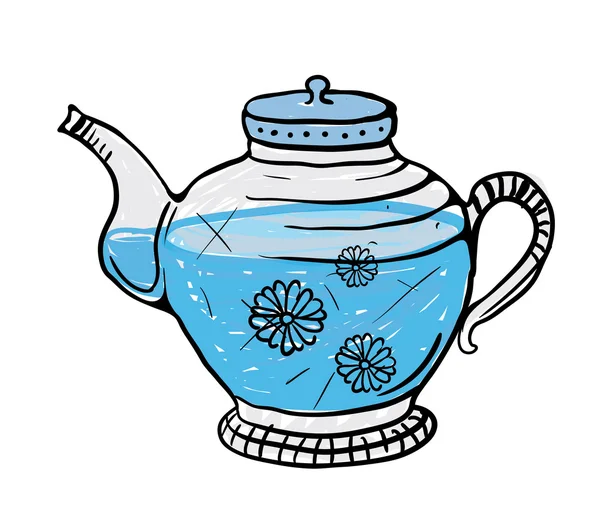 Teekannen-Skizze, Vektorillustration — Stockvektor