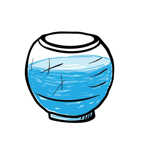 Pusty okrągły akwarium, szkic ilustracji — Wektor stockowy