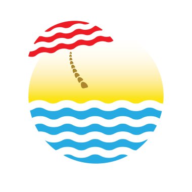plaj şemsiyesi ve deniz, turizm logosu