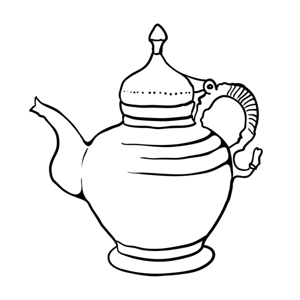 Antieke theepot, vectorillustratie — Stockvector