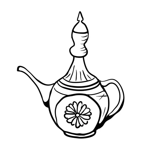 Antieke jug of theepot, vectorillustratie — Stockvector