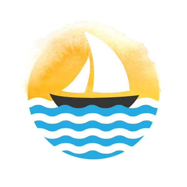 Velero en el agua, vector de logotipo — Archivo Imágenes Vectoriales