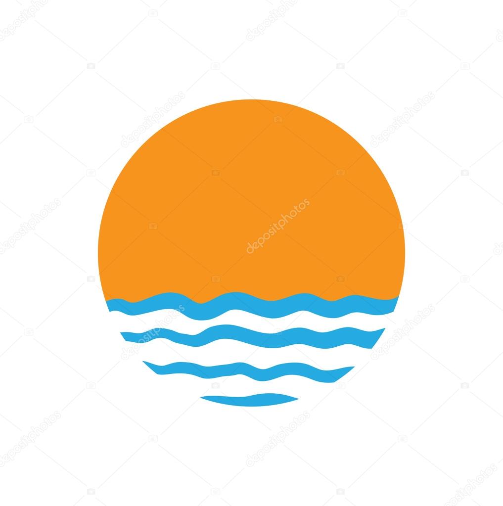 sun and the sea. Vector logo illustration