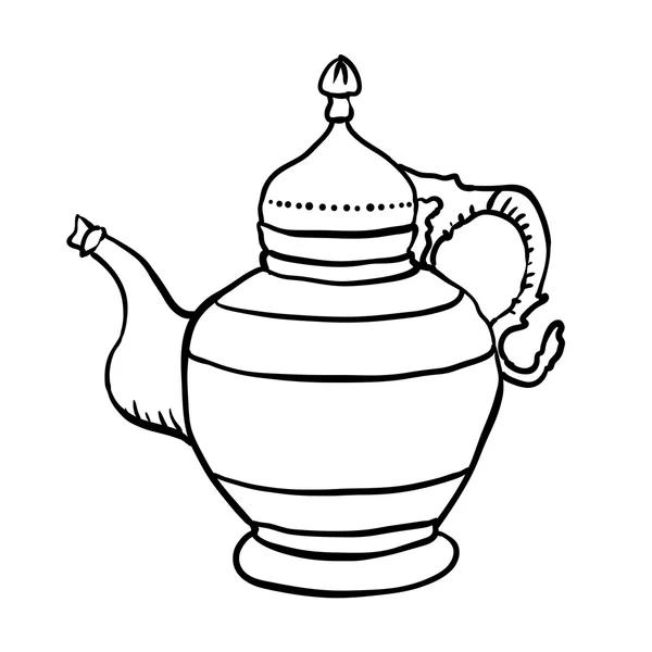 Antieke jug of theepot, vectorillustratie — Stockvector