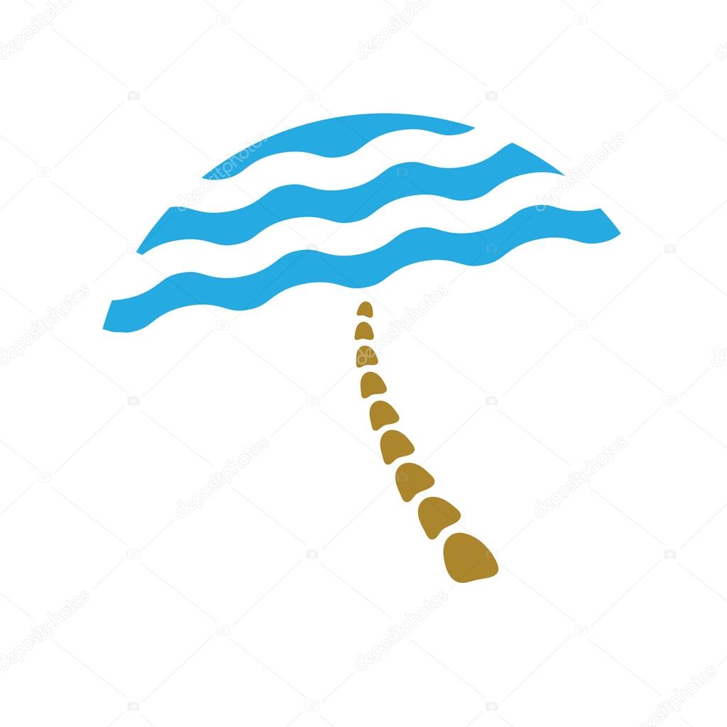 Beach umbrella, vector tourism logo