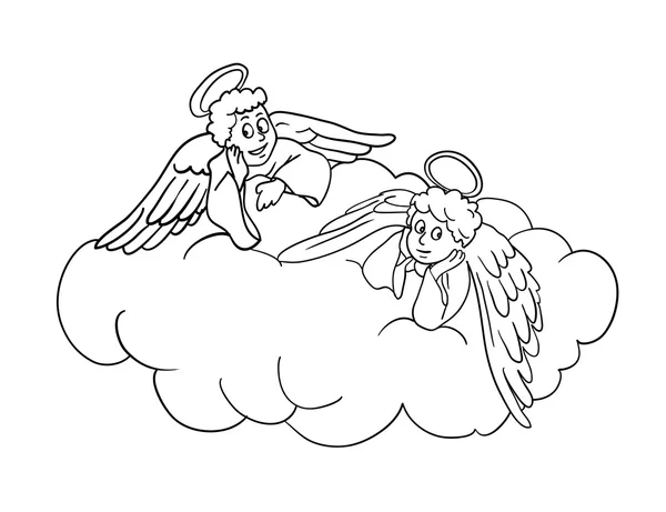 Angels op een wolk, vector illustratie — Stockvector