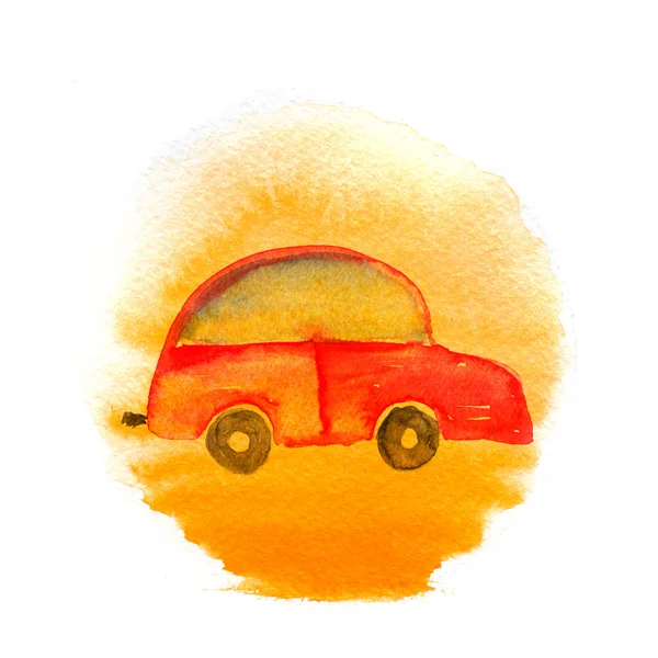 Childs drawing car against the sun. — Stock Photo, Image