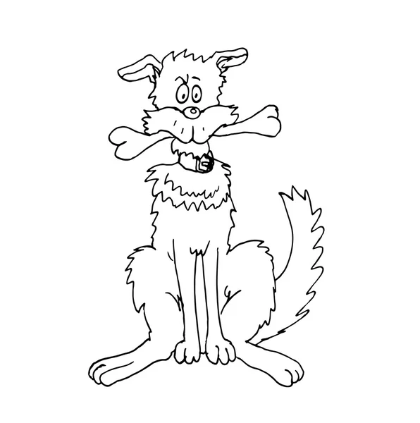 Pes s kostí v ústech, vektorové ilustrace — Stockový vektor