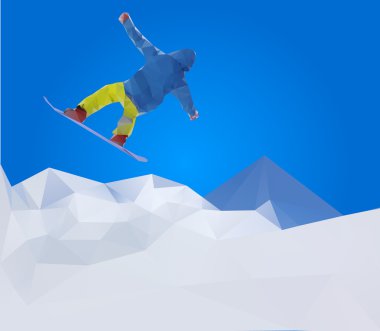 snowboard Dağları üzerinde uçan vektör