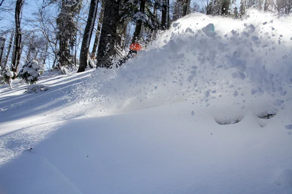 Hó, freeride, a téli hegyekben spray — Stock Fotó