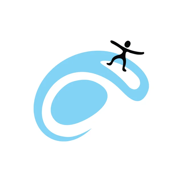 Sörfçü dalga, vektör logosu — Stok Vektör
