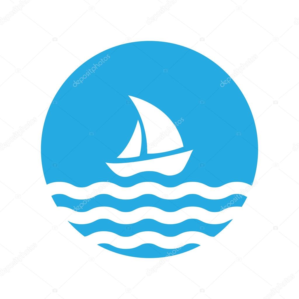 Sailing boat on the water, vector logo