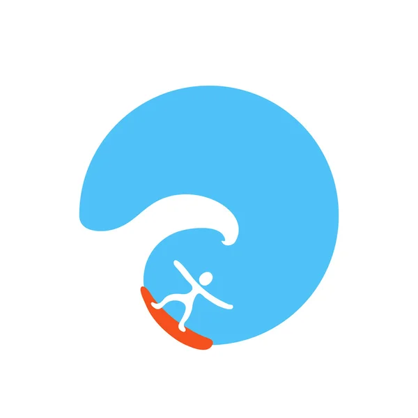 Surfista sull'onda, logo vettoriale — Vettoriale Stock