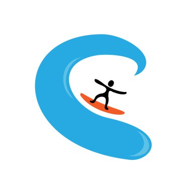 sörfçü dalga, vektör logosu