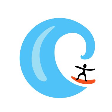 sörfçü dalga, vektör logosu