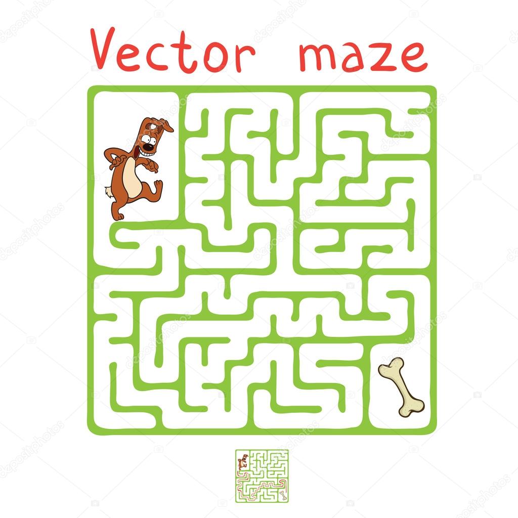 Vector Maze, Labyrinth with Dog.