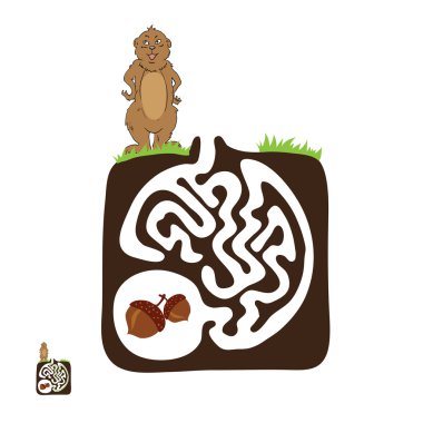 vektör Labirent, bir sıçan ve somun ile labirent.