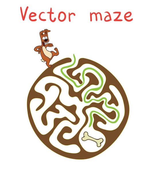 Vector Maze, Labyrinth with Dog. — Stock Vector