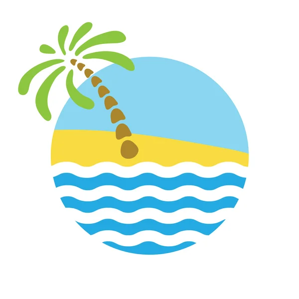 Tropical palm on island with sea. — Stock Vector