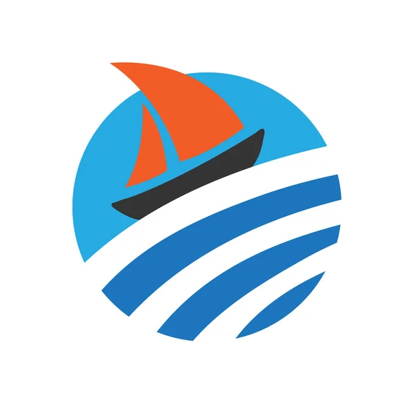 Barca a vela in acqua, logo — Vettoriale Stock
