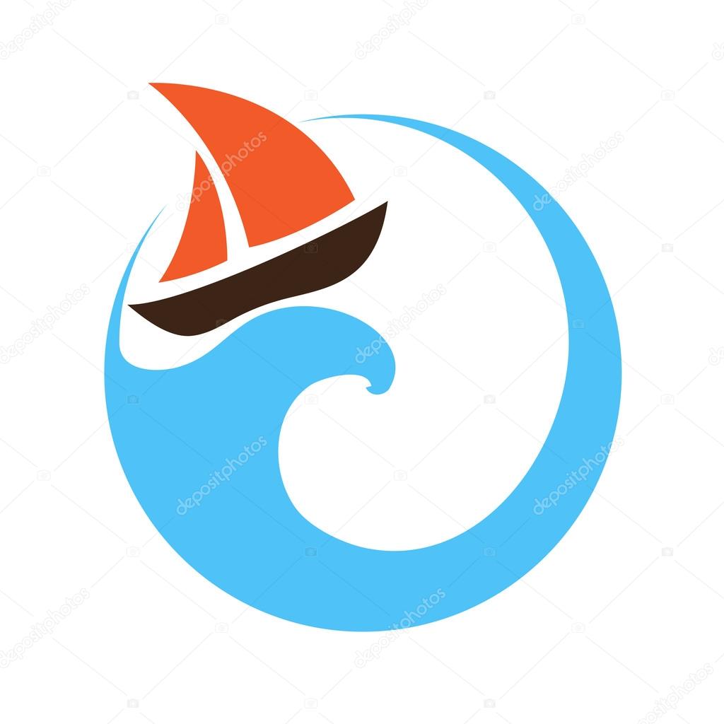 Sailing boat on the water, vector logo