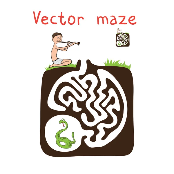 Labirinto vetorial, labirinto com cobra e faquir — Vetor de Stock