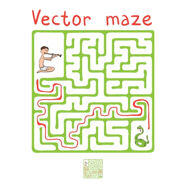 Vector Maze, Labyrinth with Snake and Fakir — Stock Vector