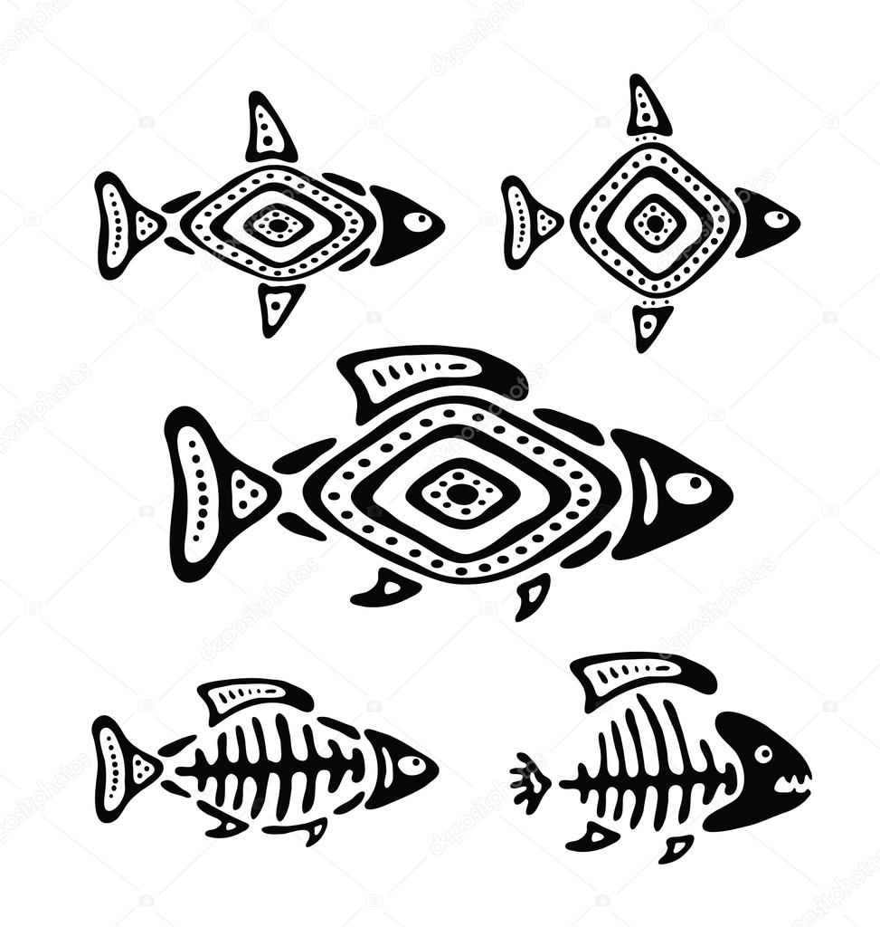 fish in the native style, vector illustration