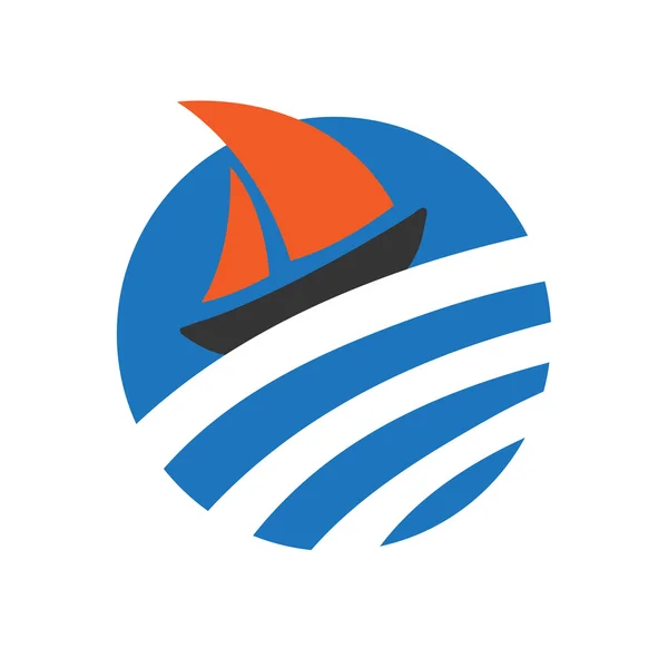 Segelboot auf dem Wasser, Logo — Stockvektor