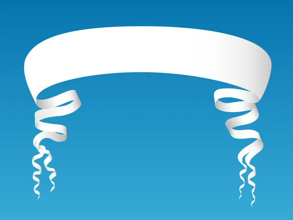 Élégance bannière ruban blanc sur fond bleu — Image vectorielle