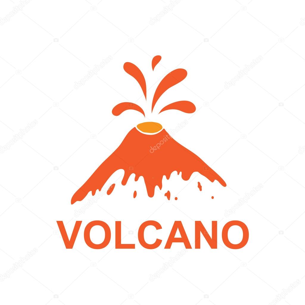 Eruption of a volcano, vector logo illustration