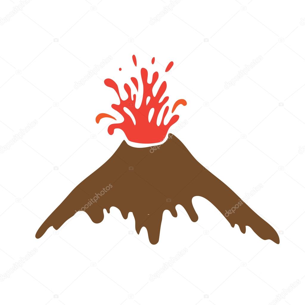 Eruption of a volcano, vector logo illustration