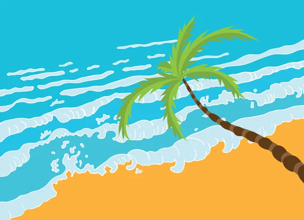 Deniz plaj tropikal palmiye. — Stok Vektör