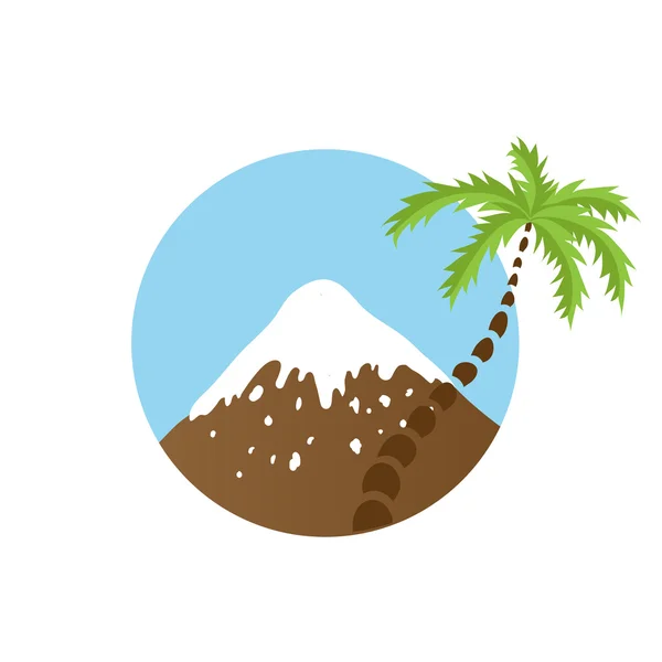 Topo da montanha e palmeira, logotipo do vetor — Vetor de Stock