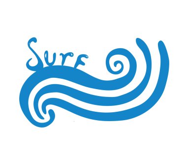 Soyut mavi dalga, sörf logo vektör çizim