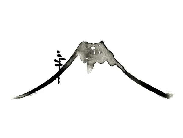 Berg Fuji, vulkaan, Japanse kunst, vector — Stockvector