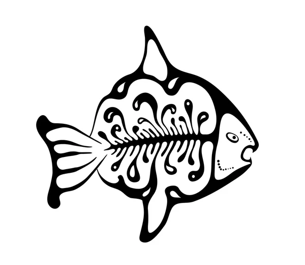 Μαύρα ψάρια στο εγγενές ύφος, διάνυσμα — Διανυσματικό Αρχείο