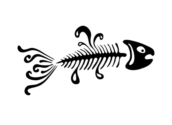 Hueso de pescado negro, ilustración vectorial — Vector de stock