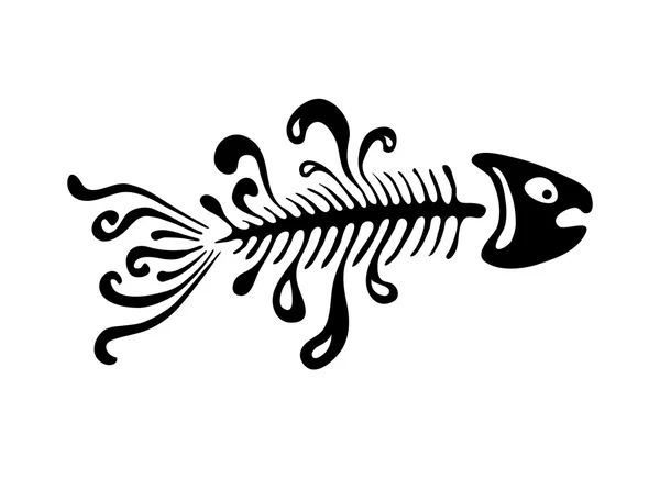 Os de poisson noir, illustration vectorielle — Image vectorielle