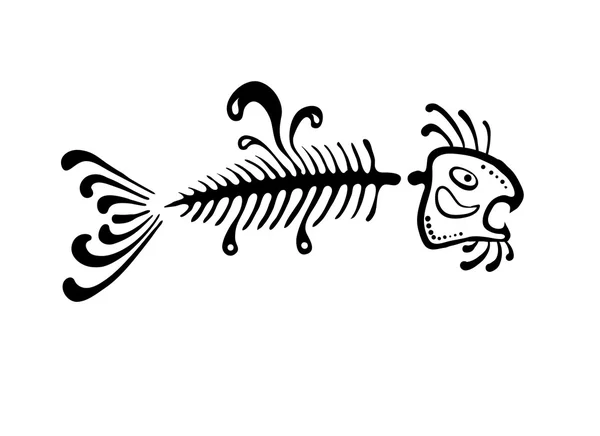 Black fish bone, vector illustration — Stock Vector