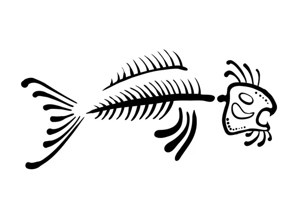 Hueso de pescado negro, ilustración vectorial — Vector de stock