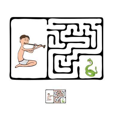 Vector Maze, Labyrinth with Snake and Fakir clipart