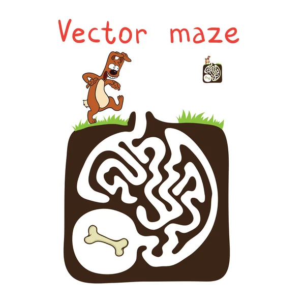 Vector Maze, Labyrinth with Dog. — Stock Vector